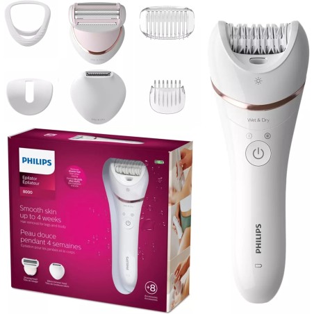 Philips Depiladora para mujer, dispositivo de depilación facial, afeitadora y recortadora para mujer, depilación de piernas para