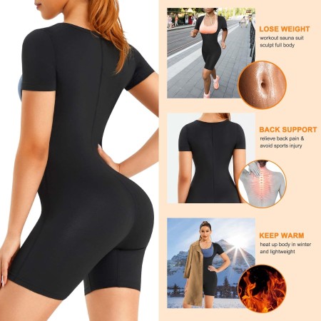 URSEXYLY Traje de sauna para mujer, chaleco de sudor, entrenador de cintura, 3 en 1, adelgazante, moldeador de cuerpo completo,