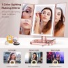 NIKKOMON Espejo de maquillaje con luces, 72 LED, espejo de tocador de 3 colores, espejo de maquillaje iluminado, aumento de 10 x