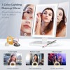 NIKKOMON Espejo de maquillaje con luces, 72 LED, espejo de tocador de 3 colores, espejo de maquillaje iluminado, aumento de 10 x