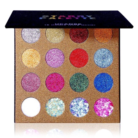 UCANBE Paleta de sombra de ojos Pro Glitter – Profesional 16 colores – Paleta de maquillaje en polvo de sombra de ojos con