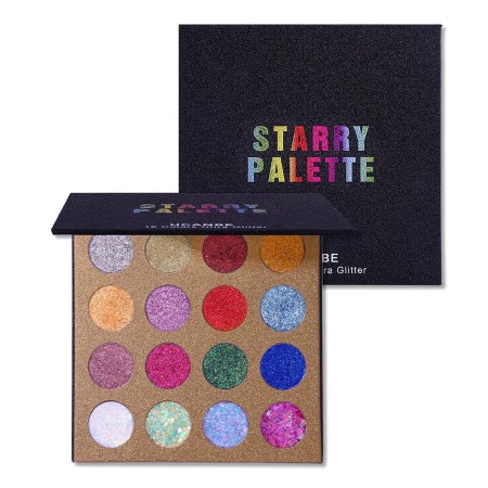 UCANBE Paleta de sombra de ojos Pro Glitter – Profesional 16 colores – Paleta de maquillaje en polvo de sombra de ojos con