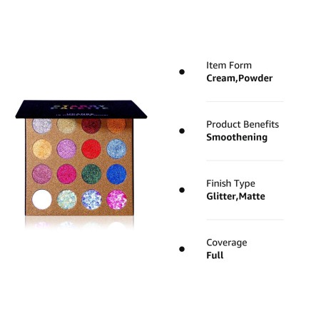 UCANBE Paleta de sombra de ojos Pro Glitter – Profesional 16 colores – Paleta de maquillaje en polvo de sombra de ojos con