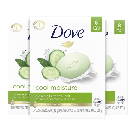 Dove Barra de belleza para el cuidado de la piel para una piel más suave, pepino y té verde, más hidratante que el jabón en