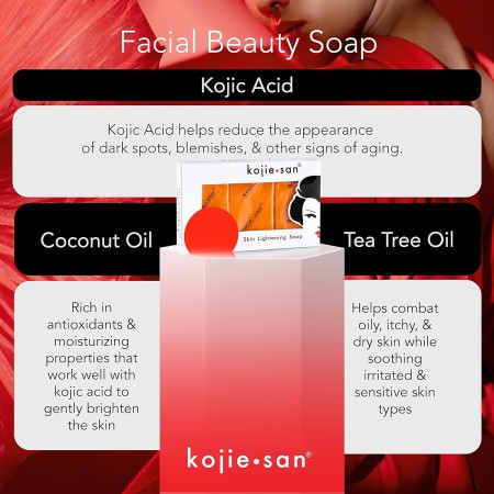 Kojie San Jabón iluminador de la piel: el jabón original de ácido kójico que reduce las manchas oscuras, la hiperpigmentación y