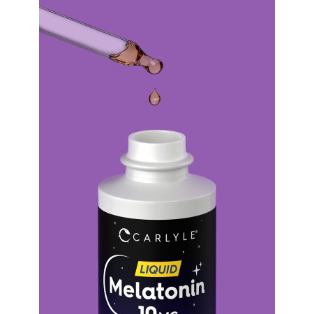Carlyle Melatonina 10mg | Gotas líquidas de 2 onzas líquidas | Sabor natural de bayas | para adultos | Suplemento vegetariano