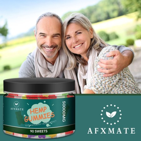 AFXMATE Gomitas de cáñamo de 50000 mg, gomitas naturales con infusión de aceite de cáñamo con sabor a frutas (90 gomitas)