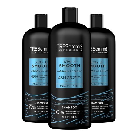 TRESemmé Champú suave y sedoso, 3 unidades domina e hidrata el cabello seco con aceite de argán marroquí para una calidad