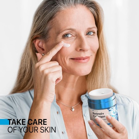 Crema hidratante facial con retinol, para hombres y mujeres, antienvejecimiento día y noche, cuello con retinol, colágeno ácido