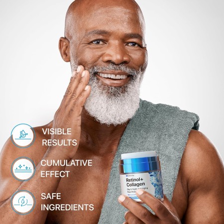 Crema hidratante facial con retinol, para hombres y mujeres, antienvejecimiento día y noche, cuello con retinol, colágeno ácido