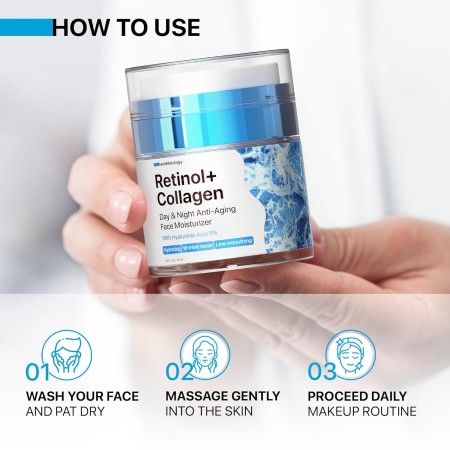 Crema hidratante facial con retinol, para hombres y mujeres, antienvejecimiento día y noche, cuello con retinol, colágeno ácido