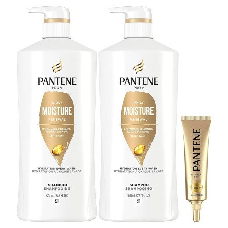 Pantene Paquete doble de champú con tratamiento para el cabello, renovación diaria de humedad para cabello seco, seguro para
