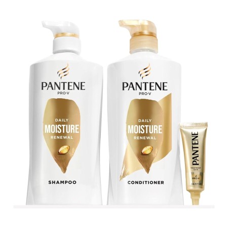 Pantene Paquete doble de champú con tratamiento para el cabello, renovación diaria de humedad para cabello seco, seguro para