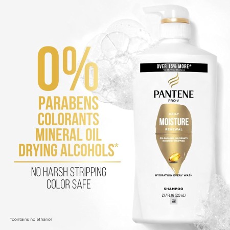 Pantene Paquete doble de champú con tratamiento para el cabello, renovación diaria de humedad para cabello seco, seguro para