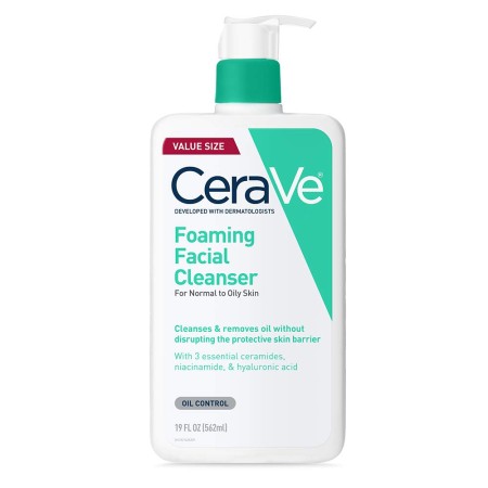 CeraVe Limpiador facial espumoso | Lavado facial diario para pieles grasas con ácido hialurónico, ceramidas y niacinamida, sin
