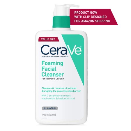 CeraVe Limpiador facial espumoso | Lavado facial diario para pieles grasas con ácido hialurónico, ceramidas y niacinamida, sin