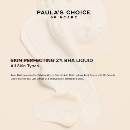 Paula's Choice Skin Perfecting - Exfoliante líquido de ácido salicílico al 2% BHA, exfoliante facial suave para puntos negros,