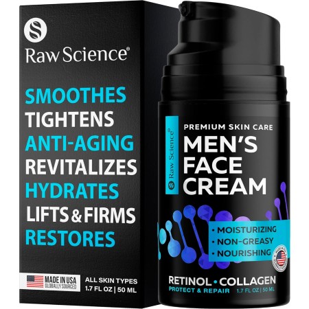 Crema facial para hombre, hidratante de día y noche, antienvejecimiento y cuidado de la piel para hombres con colágeno, ácido