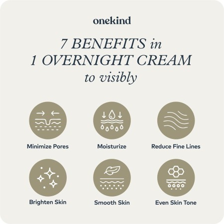 Onekind Crema hidratante nocturna Dream Cream | Hidratante antienvejecimiento multicorrectivo con escualano para la cara, repara