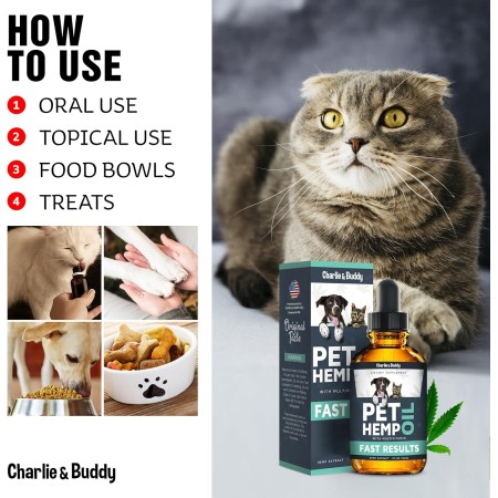 Charlie & Buddy Hеmp Оil Dogs Cats - Ayuda a las mascotas con Аnxiеty, Pаin, Strеss, Slееp, Аrthritis, Sеizures Rеlief - Нiр