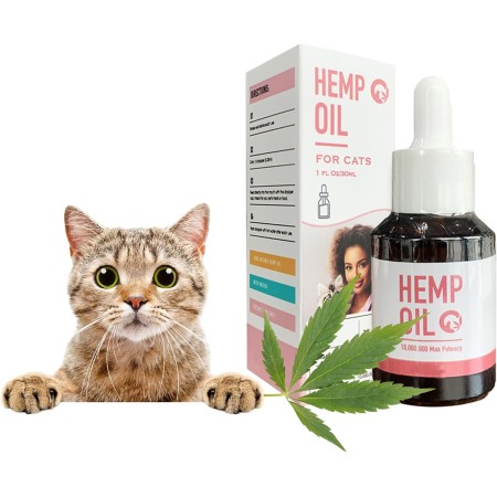 Calma a tu amigo felino con aceite de cáñamo para gatos, mejorado con ácidos grasos omega para ansiedad, dolor, digestión,