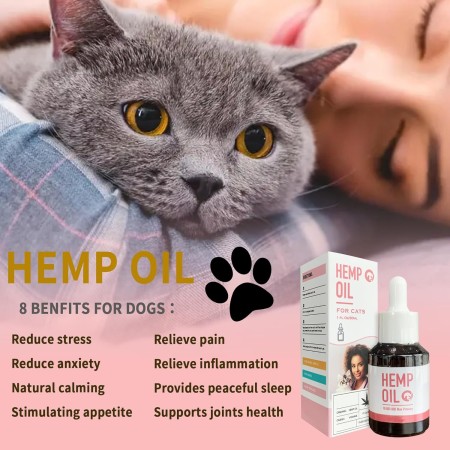 Calma a tu amigo felino con aceite de cáñamo para gatos, mejorado con ácidos grasos omega para ansiedad, dolor, digestión,