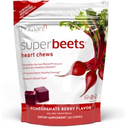 HumanN SuperBeets - Masticables de corazón – Producción de óxido nítrico para apoyo diario de presión arterial y circulación –