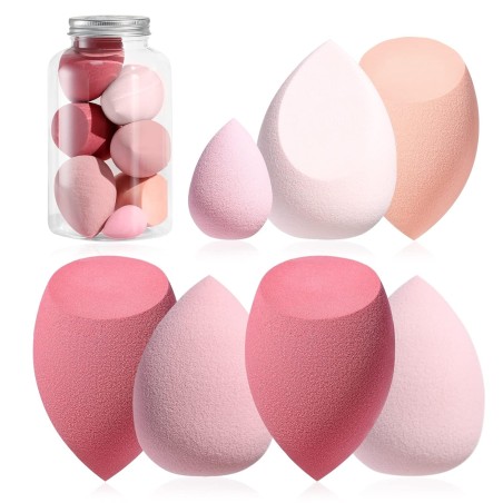 BS-MALL - Juego de esponjas de maquillaje, 7 esponjas para líquido, crema y polvo, multicolor con 1 mini esponja de maquillaje