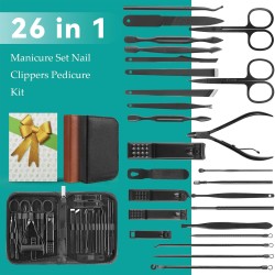 Kit profesional de manicura y pedicura de 26 piezas, juego de cortaúñas.
