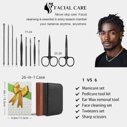 Kit profesional de manicura y pedicura de 26 piezas, juego de cortaúñas.