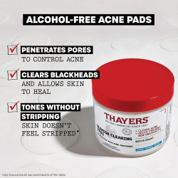 Thayers Almohadillas para eliminar imperfecciones, tratamiento de acné con ácido salicílico para cara