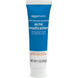 Amazon Basics Medicamento para el acné con peróxido de benzoilo al 10%, máxima fuerza
