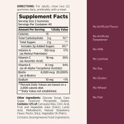 Natures Bounty Soluciones óptimas caramelos para cabello, piel y uñas