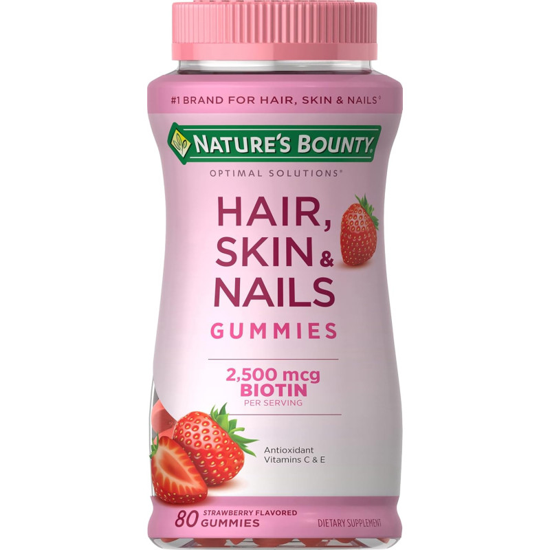 Natures Bounty Soluciones óptimas caramelos para cabello, piel y uñas