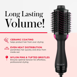Cepillo de aire caliente para secador de cabello y voluminizador de un solo paso marca Revlon
