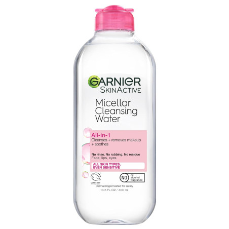 Agua micelar de limpieza para el rostro, todo en 1 limpiador y desmaquillante, Garnier, Normal