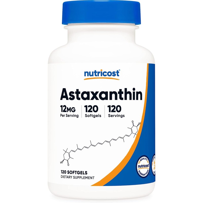 Nutricost astaxantina, 12 mg, 1 botella, 1