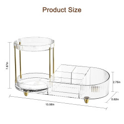 Organizador de maquillaje para tocador, bandeja de perfume giratoria con 5 compartimentos organizadores de cosméticos