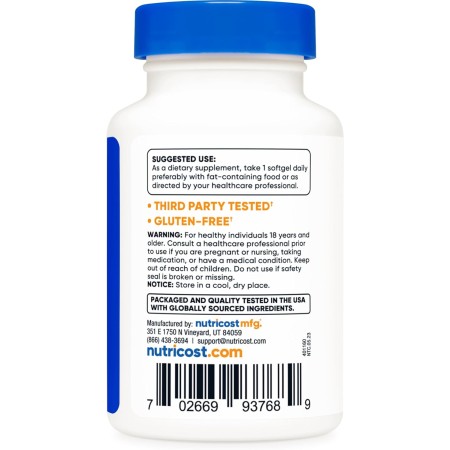 Nutricost astaxantina, 12 mg, 1 botella, 1