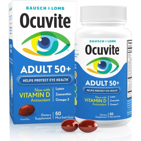 Ocuvite - Suplemento de vitaminas y minerales para los ojos, contiene zinc, vitaminas C, E, Omega 3, luteína y zeaxantina