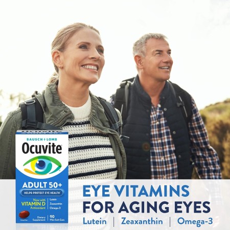 Ocuvite - Suplemento de vitaminas y minerales para los ojos, contiene zinc, vitaminas C, E, Omega 3, luteína y zeaxantina