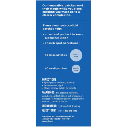 Parches nocturnos PanOxyl PM, tecnología avanzada de curación hidrocoloide, sin fragancia, 80 unidades.