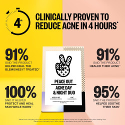 PEACE OUT Acne Day & Night Duo, parches hidrocoloides transparentes para granos para el día y la noche