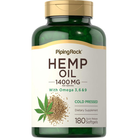 Piping Rock Cápsulas de aceite de cáñamo de 1400 mg