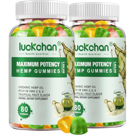 Paquete de 2 gomitas de cáñamo de alta potencia para dormir, dolor, ansiedad