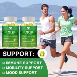 Cápsulas de aceite de cáñamo (paquete de 2) - 60,000 de máxima fuerza