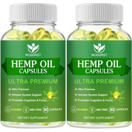 Cápsulas de aceite de cáñamo (paquete de 2) - 60,000 de máxima fuerza