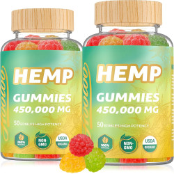 HOOLOO Gomitas de cáñamo de 450,000 mg para apoyo profundo a la hora de acostarse y aliviar las molestias