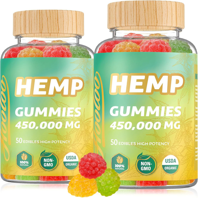 HOOLOO Gomitas de cáñamo de 450,000 mg para apoyo profundo a la hora de acostarse y aliviar las molestias