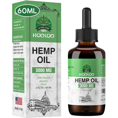 HOOLOO Aceite de cáñamo para adultos, 3000 mg para apoyo a la hora de acostarse